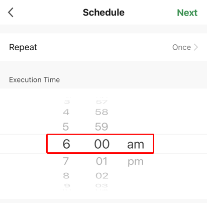 Schedule screen